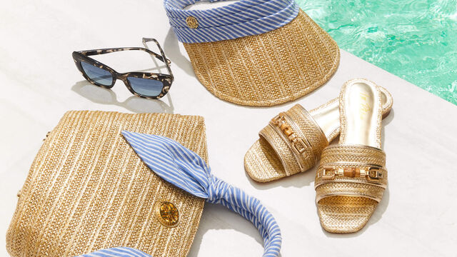 Summer accessories shown next to pool